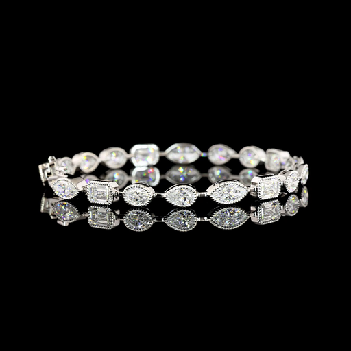 [BC18WTS1000BEW] 10.01 Cts 18k White Gold Mix Shape Tennis Bracelet