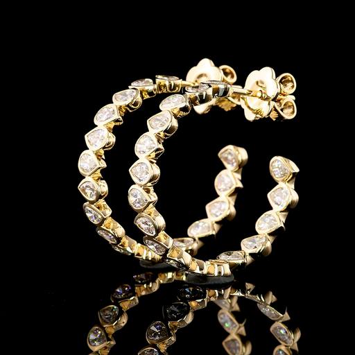 [ER14YCHPPS400BEW] 4.12 Cts 14k Yellow Gold Pear Shape C Hoops Earring