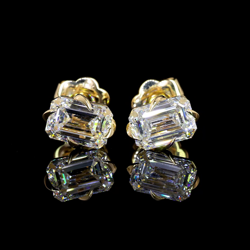 [ER14YSDEM200P] 2.07 Cts 14k Yellow Gold Emerald Shape Studs Earring