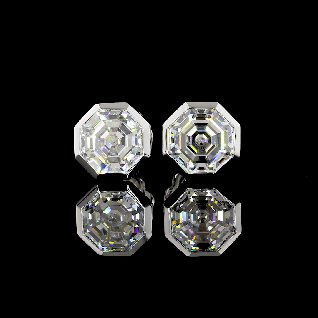 4.65 Cts 14k White Gold Octagon Shape Studs Earring