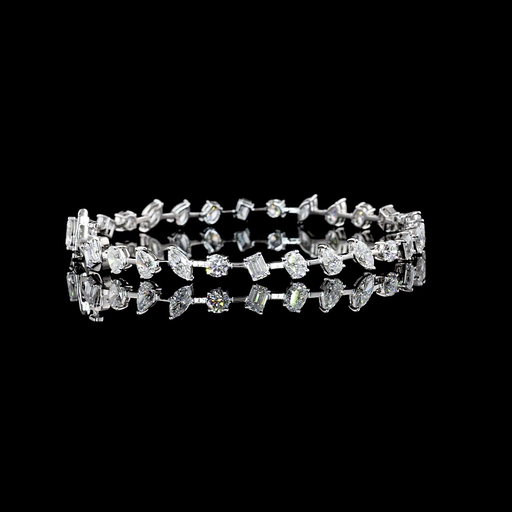 [BC14WTS700PIN] 7.3 Cts 14k White Gold Mix Shape Tennis Bracelet