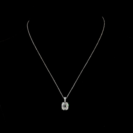 [PD14WANCU300PEW] 3.11 Cts 14k White Gold Antique Cushion Shape Pendant Pendant