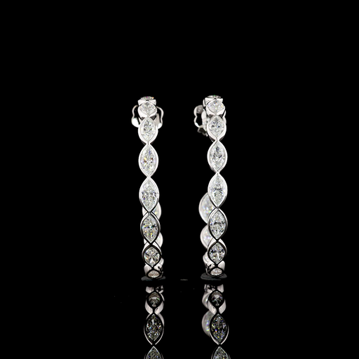 [ER14WHPMQ600BNS] 6 Cts 14k White Gold Marquise Shape Hoops Earring