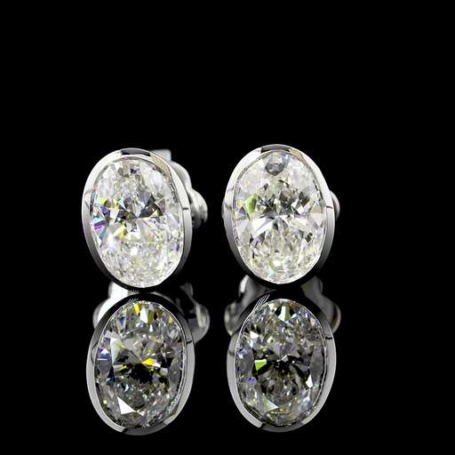 [ER14WSDOV150B] 1.56 Cts 14k White Gold Oval Shape Studs Earring
