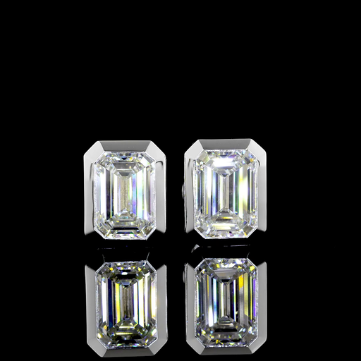 [ER14WSDEM300B] 3.08 Cts 14k White Gold Emerald Shape Studs Earring