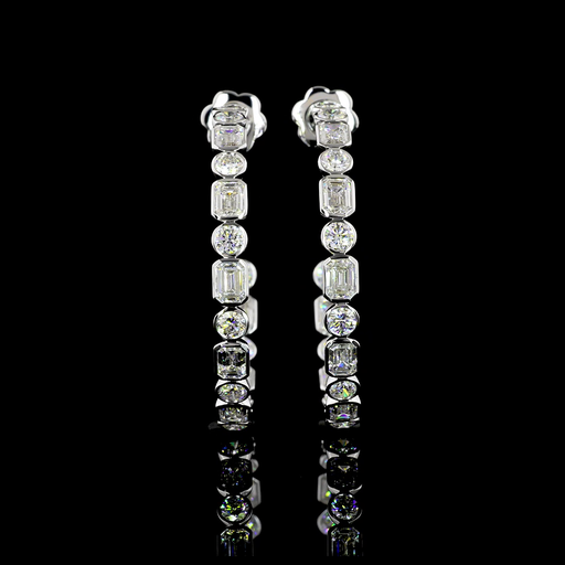 [ER14WCHP600BNS] 6.08 Cts 14k White Gold Mix Shape C Hoops Earring
