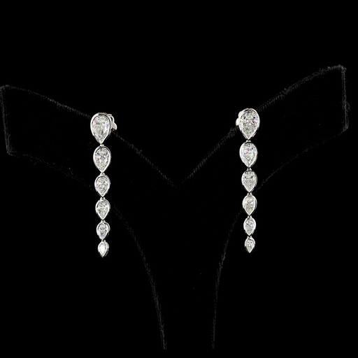 [ER14WHNPS275BNS] 2.88 Cts 14k White Gold Pear Shape Hanging Earring