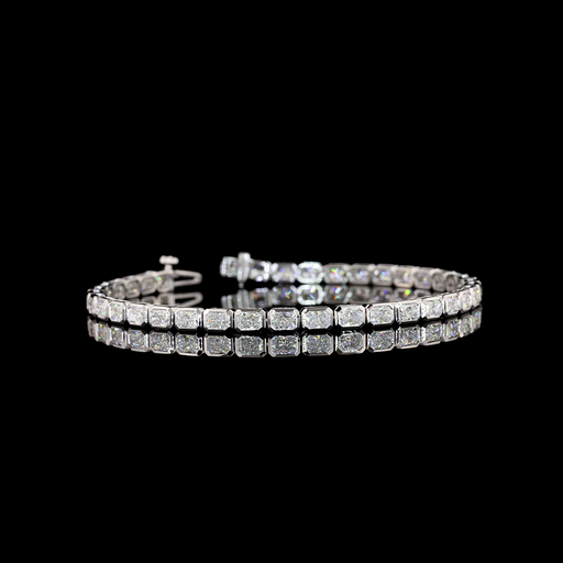 [BC14WTSRAD500BEW] 5.01 Cts 14k White Gold Radiant Shape Tennis Bracelet