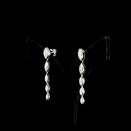 [ER14WHNMQ400BNS] 3.91 Cts 14k White Gold Marquise Shape Hanging Earring
