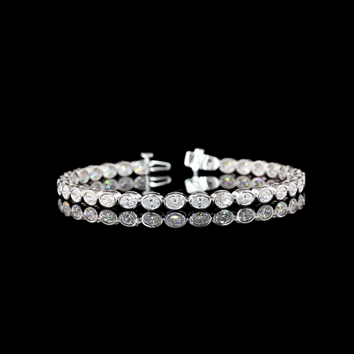 [BC14WTSOV500BEW] 5.27 Cts 14k White Gold Oval Shape Tennis Bracelet