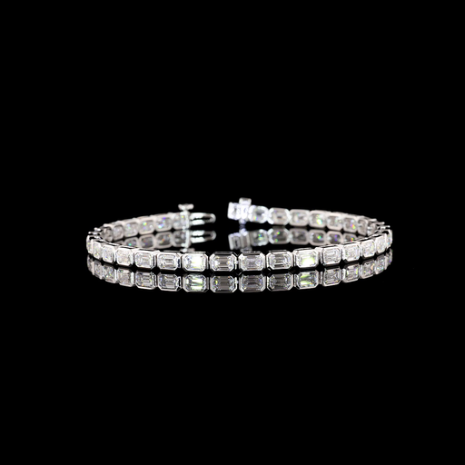 [BC14WTSEM700BEW] 7.13 Cts 14k White Gold Emerald Shape Tennis Bracelet