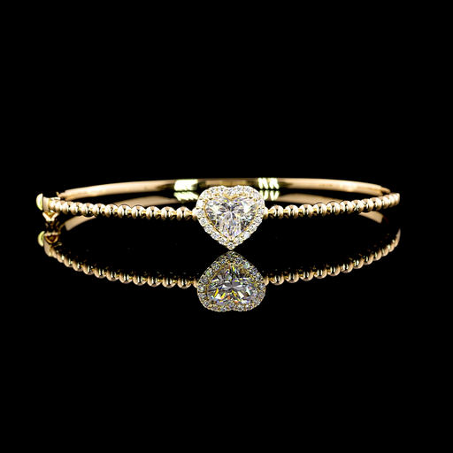 [BC14YBGHS150PNS] 1.69 Cts 14k Yellow Gold Heart Shape Bangles Bracelet