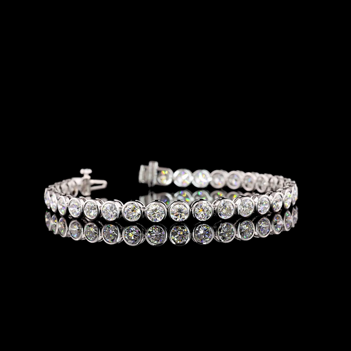 [BC14WTSRD1000B] 10.17 Cts 14k White Gold Round Shape Tennis Bracelet