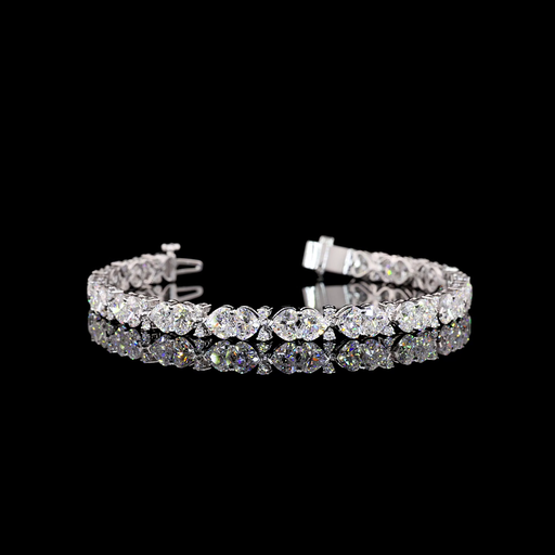 [BC14WTS1200PEW] 12.07 Cts 14k White Gold Mix Shape Tennis Bracelet