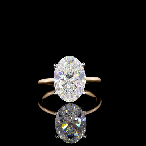 [RG14TTSOOV400PNS] 4.03 Cts 14k Two Tone Oval Shape Solitaire Ring