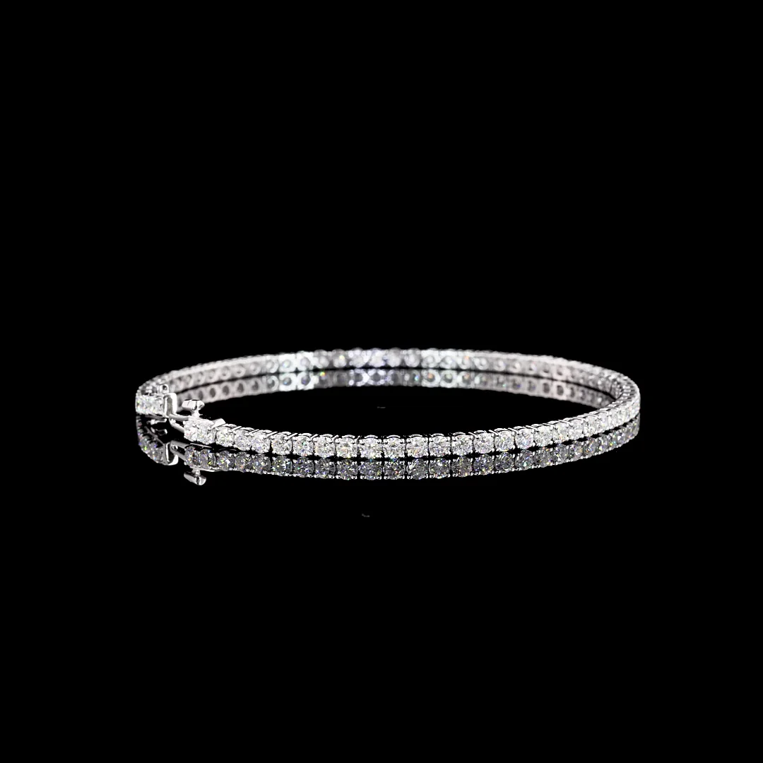 3.98 Cts 14k White Gold Round Shape Tennis Bracelet