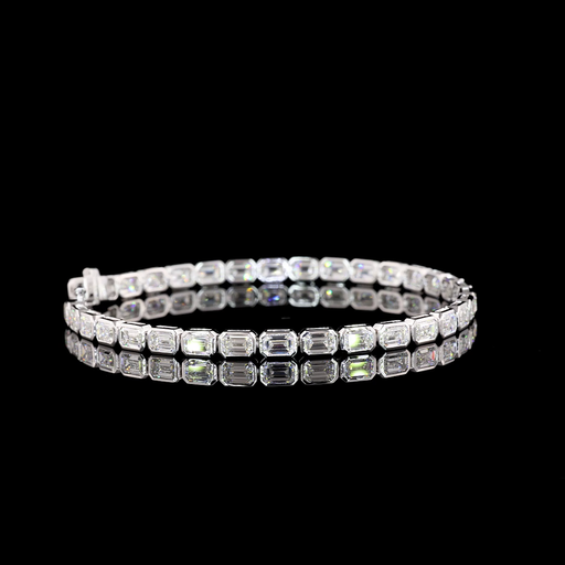 [BC14WTSEM800BEW] 8.23 Cts 14k White Gold Emerald Shape Tennis Bracelet