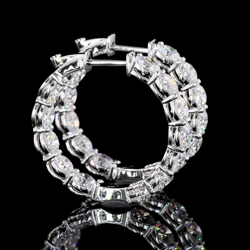 [ER18WHPRD600P] 6.09 Cts 18k White Gold Round Shape Hoops Earring