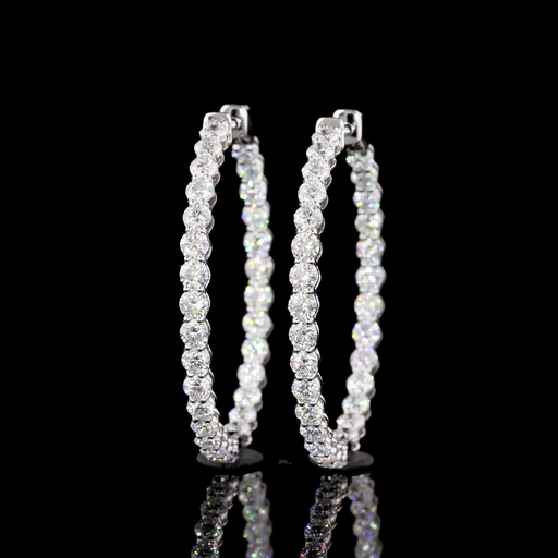 [ER14WHPRD400P] 4.08 Cts 14k White Gold Round Shape Hoops Earring