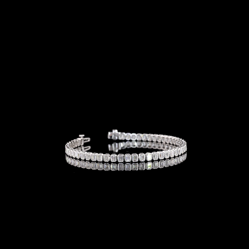 [BC14WTSEM550BNS] 5.5 Cts 14k White Gold Emerald Shape Tennis Bracelet