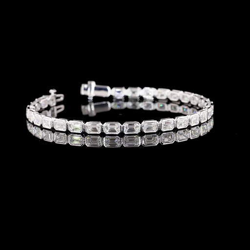 [BC14WTSEM850BEW] 8.59 Cts 14k White Gold Emerald Shape Tennis Bracelet