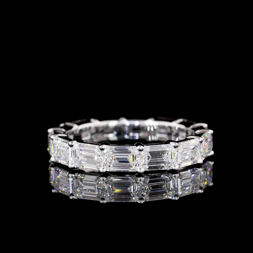 [EB14WEM400PEW] 3.94 Cts 14k White Gold Emerald Shape Eternity Band Eternity Band
