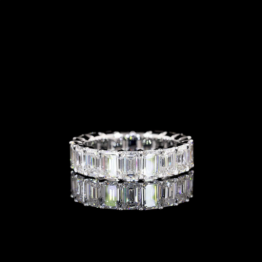 [EB14WEM550PNS] 5.72 Cts 14k White Gold Emerald Shape Eternity Band Eternity Band