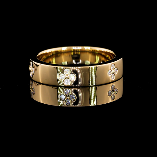 [EB18YRD20F] 0.22 Cts 18k Yellow Gold Round Shape Eternity Band Eternity Band