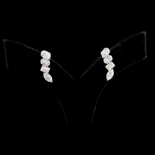 [ER14WCW400PIN] 4.08 Cts 14k White Gold Mix Shape Crawler Earring