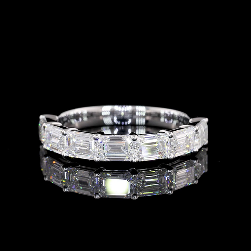 [EB14WHFEM400PEW] 4.05 Cts 14k White Gold Emerald Shape Half Eternity Eternity Band