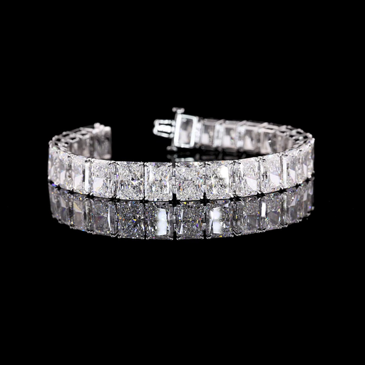 [BC18WTSRAD1550PNS] 53.79 Cts 18k White Gold Radiant Shape Tennis Bracelet