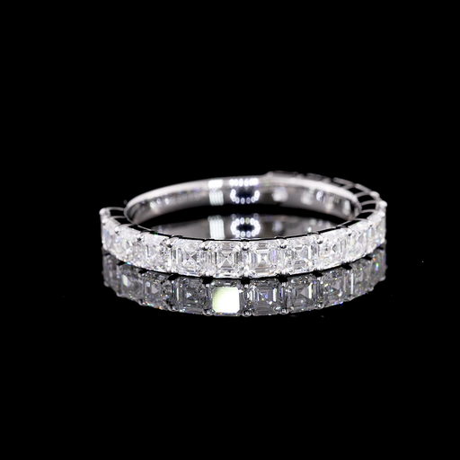 [EB14W3/4AS150P] 1.57 Cts 14k White Gold Asscher Shape 3/4 Band Eternity Band