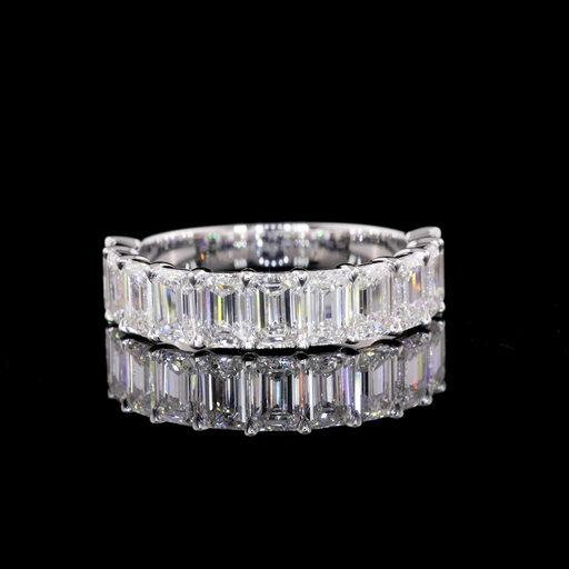 [EB14WHFEM275PNS] 2.88 Cts 14k White Gold Emerald Shape Half Eternity Eternity Band