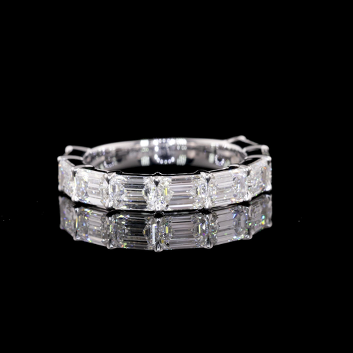 [EB14WHFEM275PEW] 2.8 Cts 14k White Gold Emerald Shape Half Eternity Eternity Band