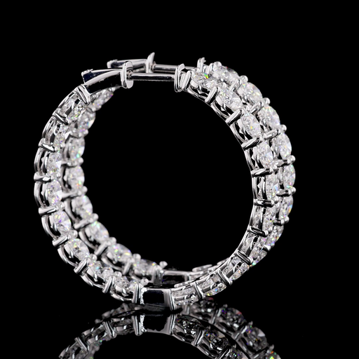 [ER14WHPRD750P] 7.75 Cts 14k White Gold Round Shape Hoops Earring