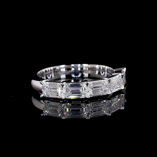 [EB14W5EM150PEW] 1.57 Cts 14k White Gold Emerald Shape 5 Stones Eternity Band