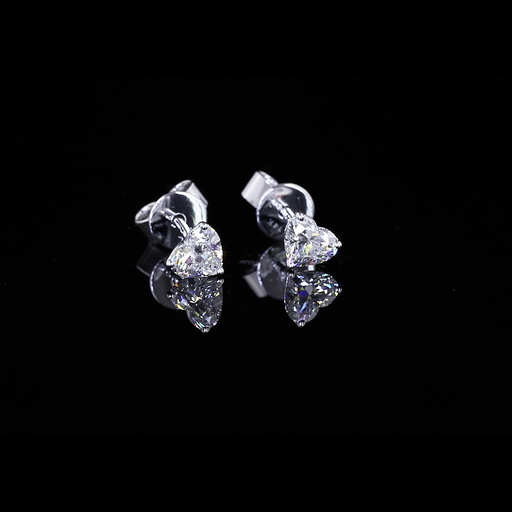 [ER14WSDHS60P] 0.62 Cts 14k White Gold Heart Shape Studs Earring