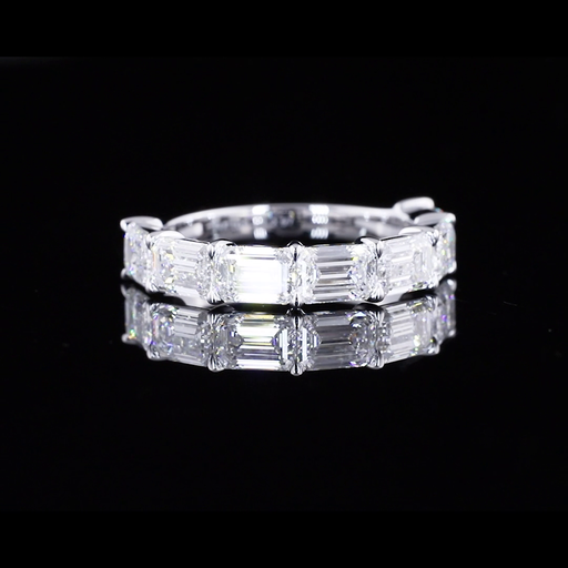 [EB14WHFEM250PEW] 2.68 Cts 14k White Gold Emerald Shape Half Eternity Eternity Band