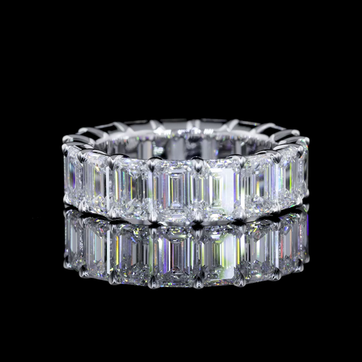 [EB14WEM700PNS] 7.27 Cts 14k White Gold Emerald Shape Eternity Band Eternity Band
