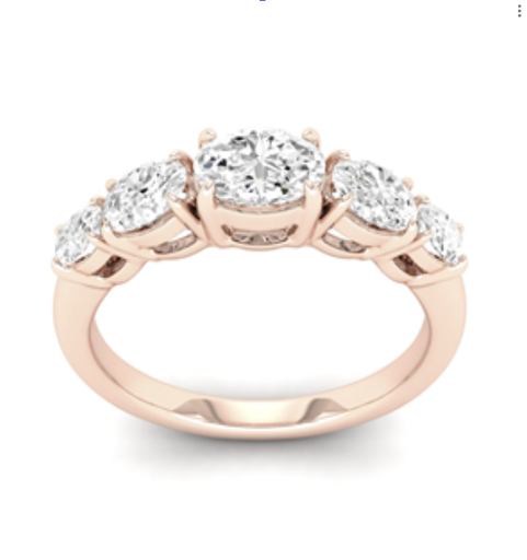 [RG14Y5OV100PNS] 0.99 Cts 14k Yellow Gold Oval Shape 5 Stones Ring