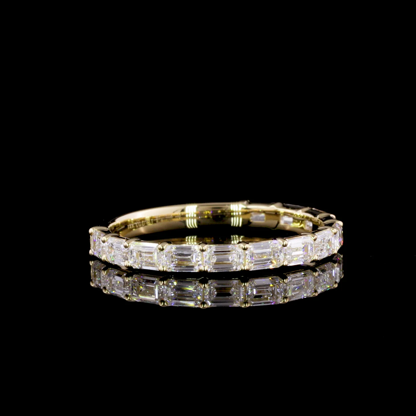 1.11 Cts 14k Yellow Gold Emerald Shape Half Eternity Eternity Band
