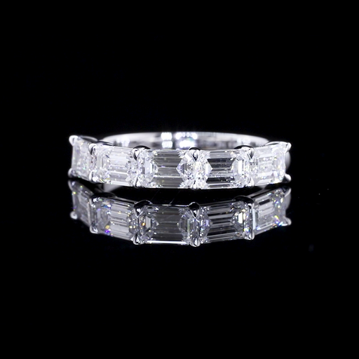 [EB14W5EM200PEW] 2.12 Cts 14k White Gold Emerald Shape 5 Stones Eternity Band