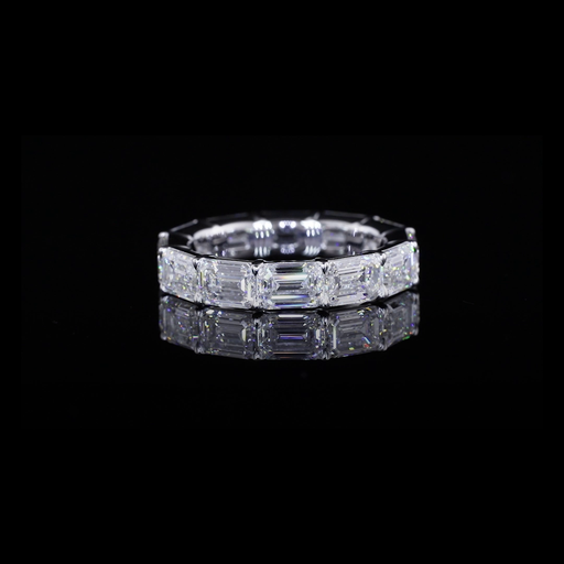 [EB14WEM500PEW] 5.29 Cts 14k White Gold Emerald Shape Eternity Band Eternity Band
