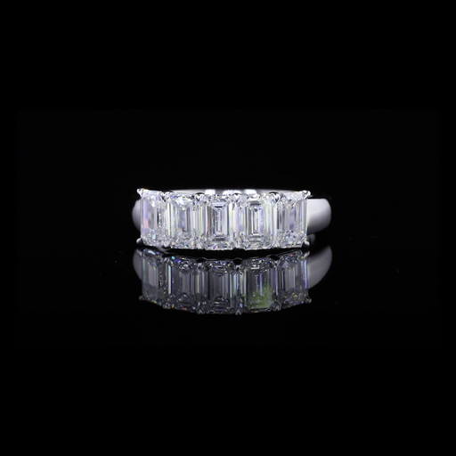 [EB14W5EM200PNS] 2.3 Cts 14k White Gold Emerald Shape 5 Stones Eternity Band