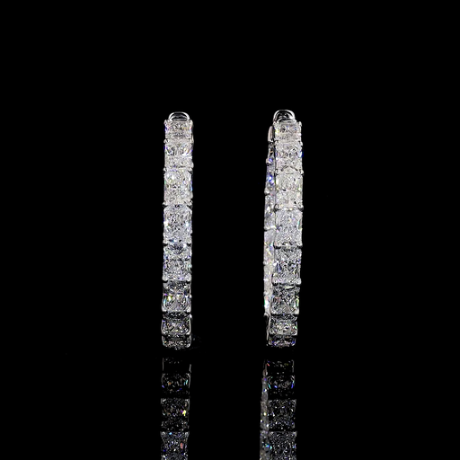 [ER14WHPRAD950PEW] 9.6 Cts 14k White Gold Radiant Shape Hoops Earring