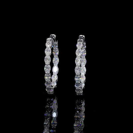 [ER14WHPOV300PEW] 3.12 Cts 14k White Gold Oval Shape Hoops Earring