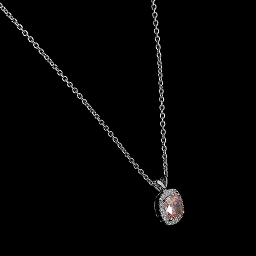 [PD14WHMOCUFOP100PEW] 1.05 Cts 14k White Gold Cushion Modified Shape Halo Pendant