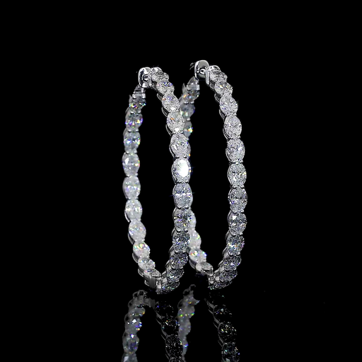 [ER14WHPOV550PEW] 5.61 Cts 14k White Gold Oval Shape Hoops Earring