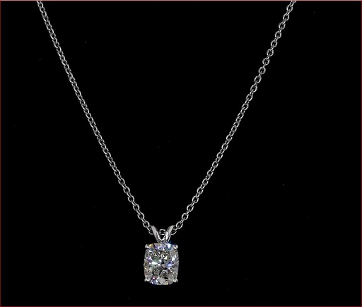 [PD14WSOMOCU100PEW] 1.06 Cts 14k White Gold Cushion Modified Shape Solitaire Pendant