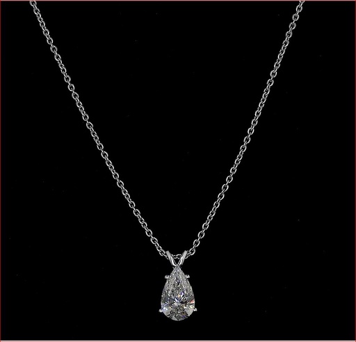 [PD14WSOPS150PEW] 1.57 Cts 14k White Gold Pear Shape Solitaire Pendant